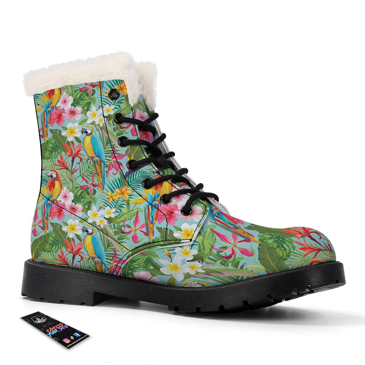 Parrot Tropical Print Pattern Winter Boots-grizzshop