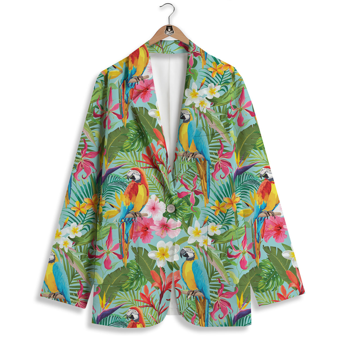 Parrot Tropical Print Pattern Women's Blazer-grizzshop