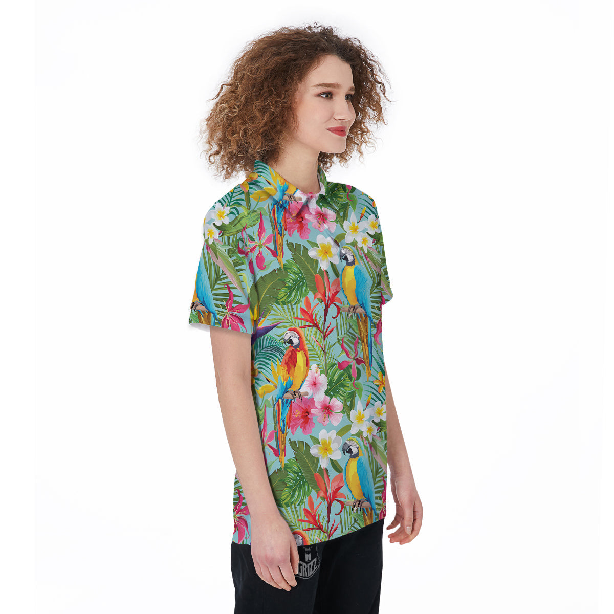 Parrot Tropical Print Pattern Women's Golf Shirts-grizzshop