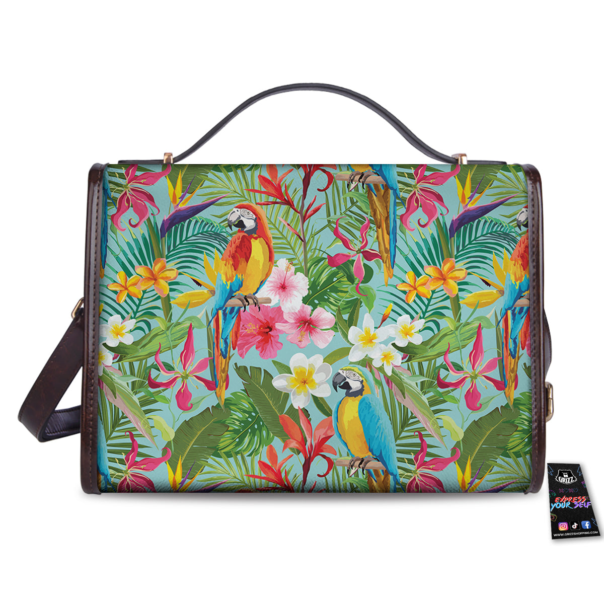 Parrot Tropical Print Pattern Women's Satchel Bag-grizzshop