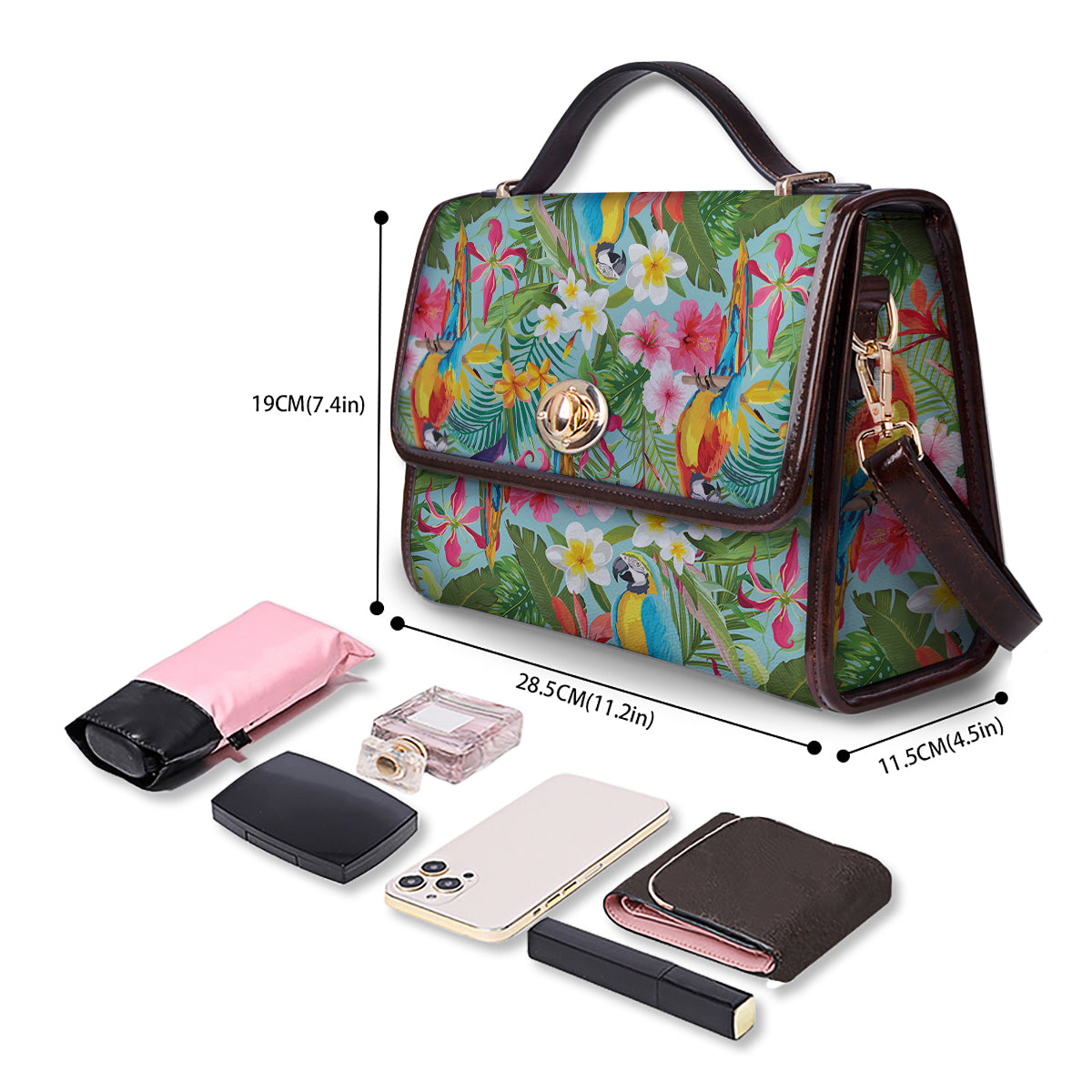 Parrot Tropical Print Pattern Women's Satchel Bag-grizzshop