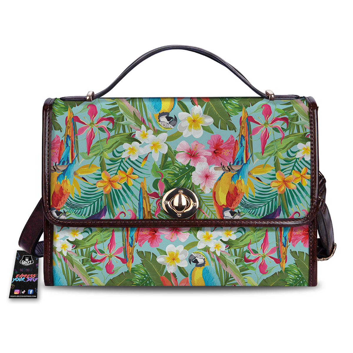 Parrot Tropical Print Pattern Women's Satchel Bag-grizzshop