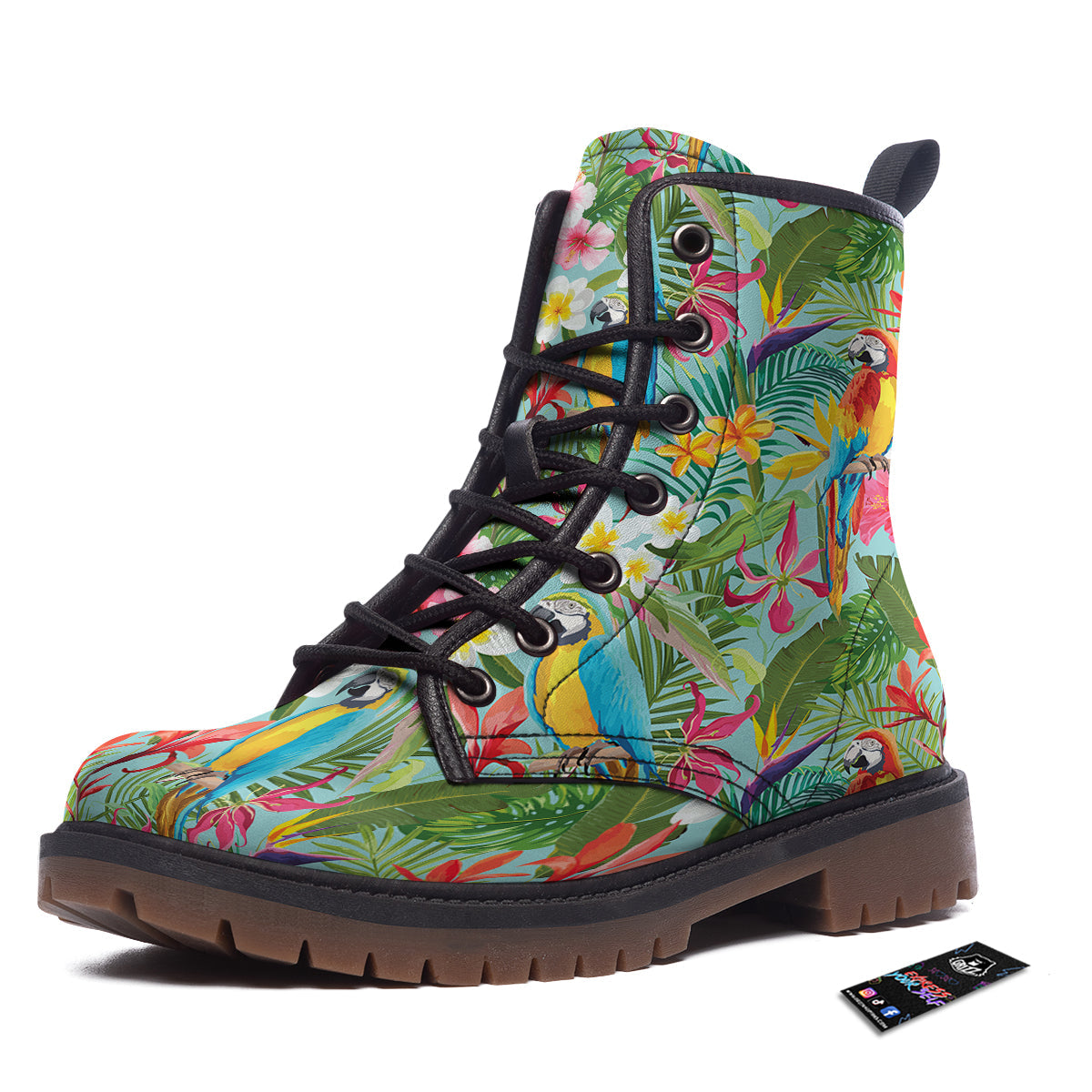 Parrot Tropical Print Pattern Work Boots-grizzshop