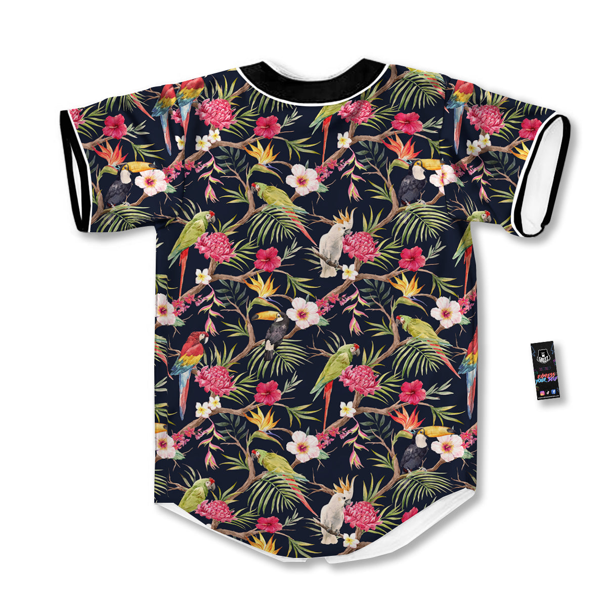 Parrot Watercolor Print Pattern Baseball Jersey-grizzshop