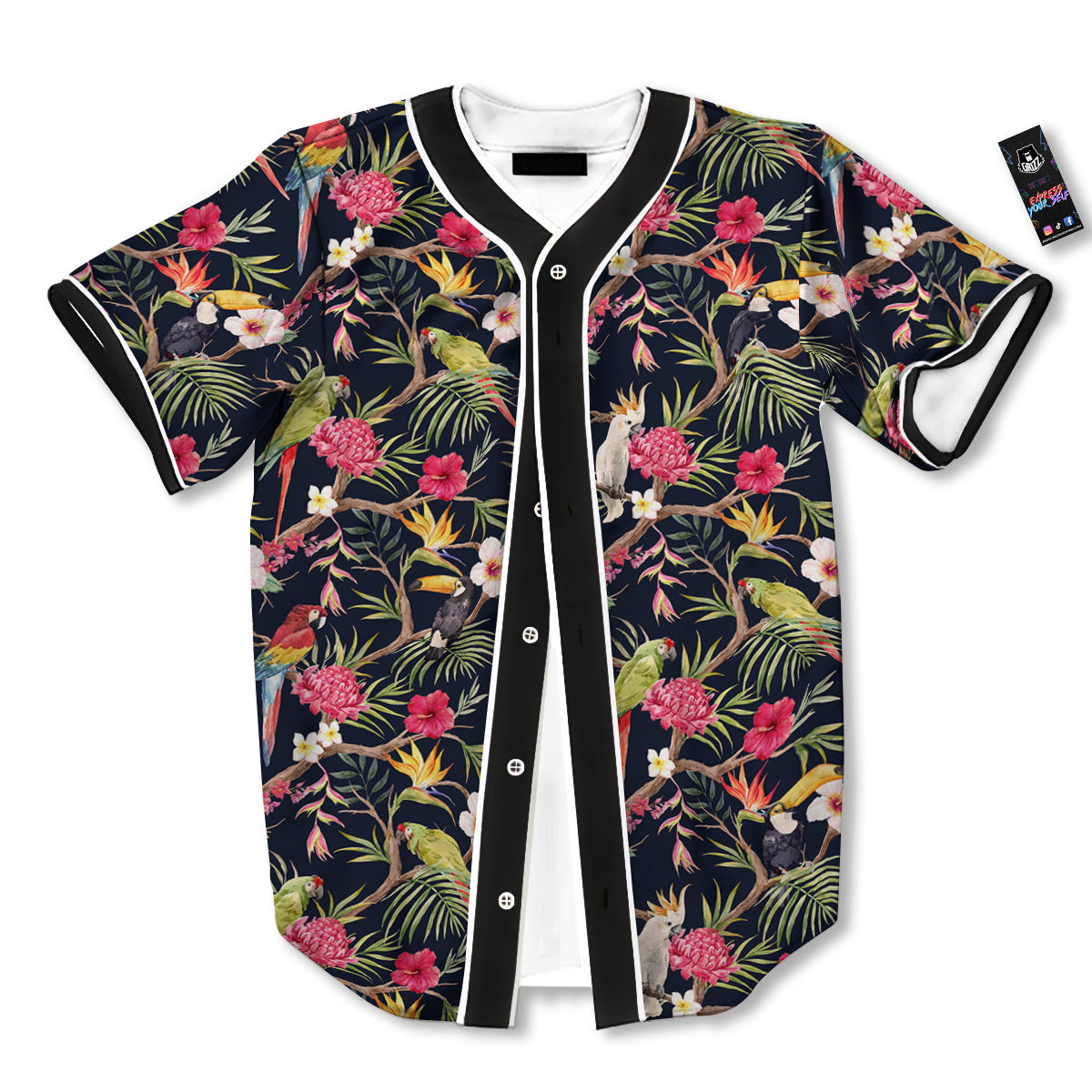 Parrot Watercolor Print Pattern Baseball Jersey-grizzshop