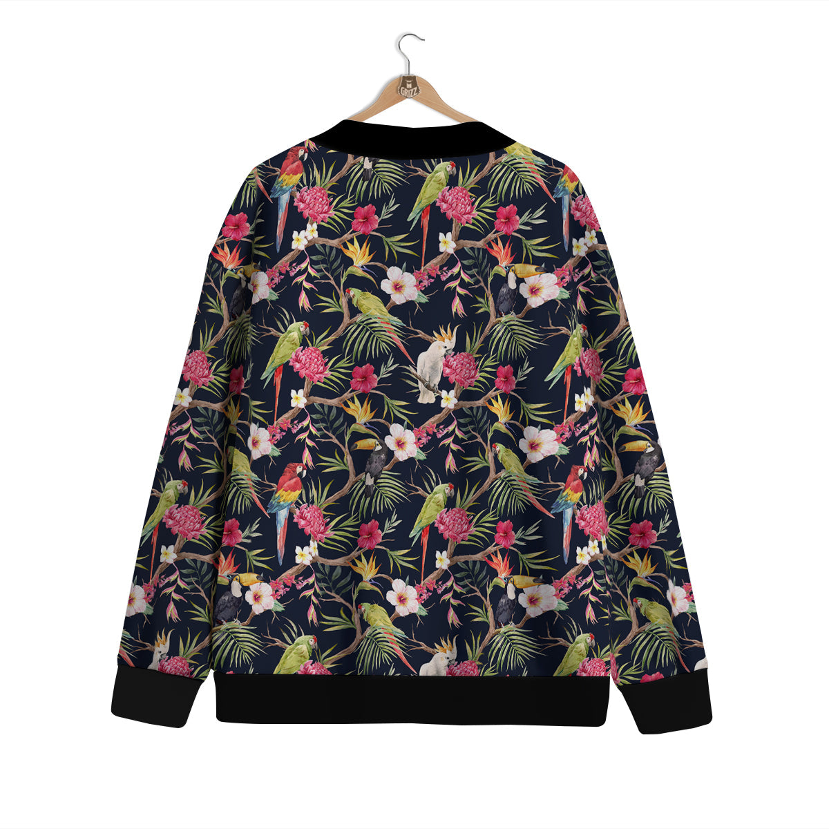 Parrot Watercolor Print Pattern Cardigan-grizzshop