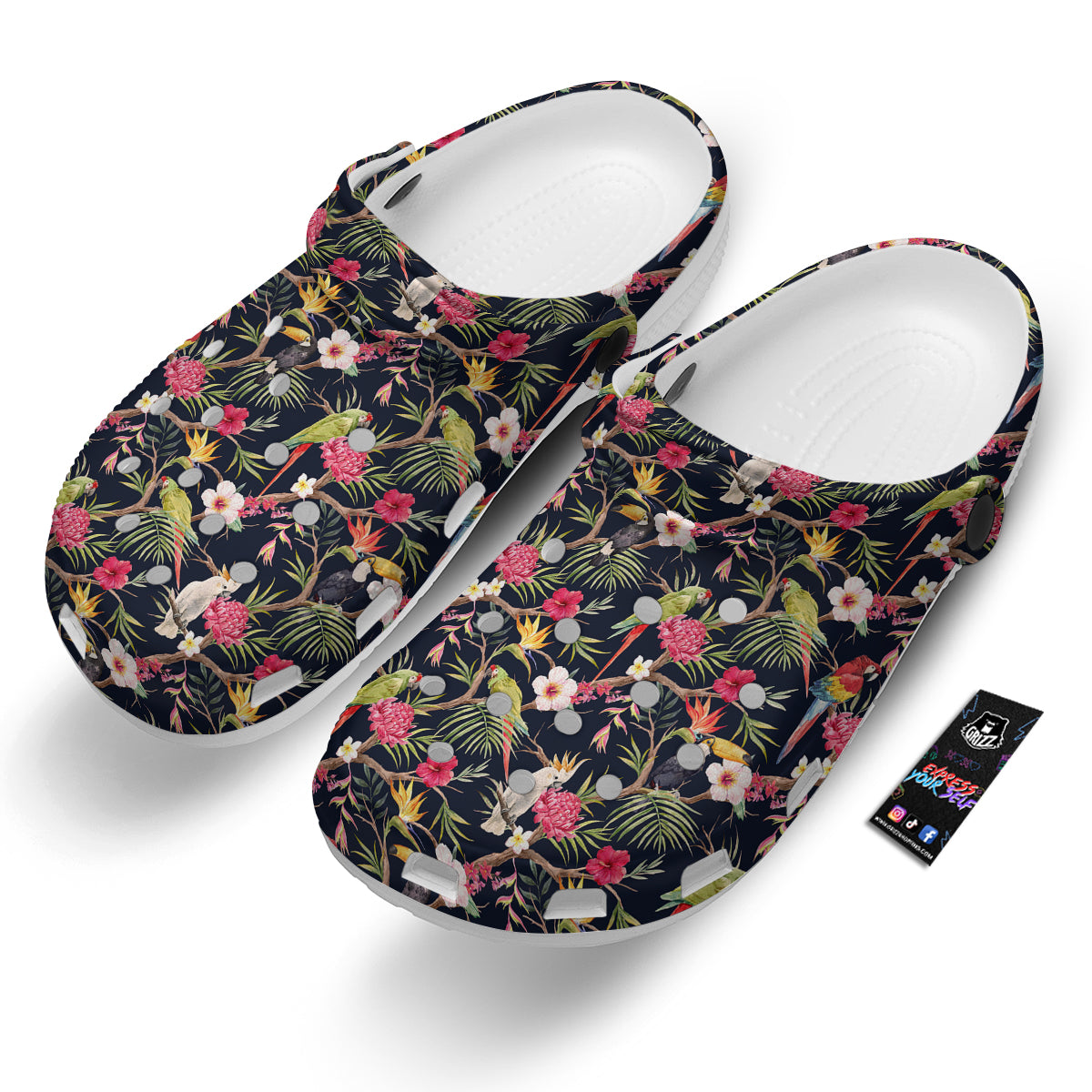 Parrot Watercolor Print Pattern Clog-grizzshop