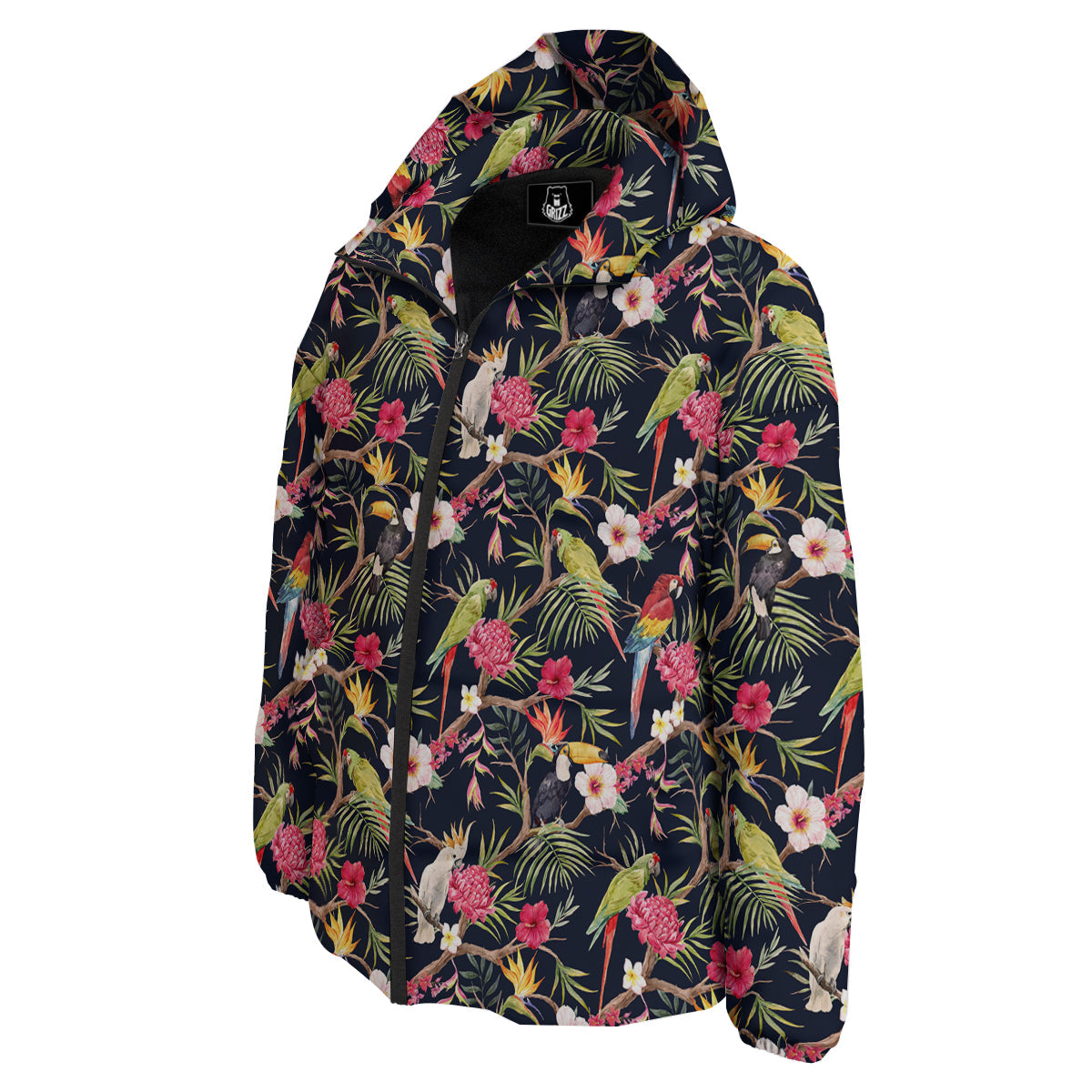 Parrot Watercolor Print Pattern Down Jacket-grizzshop