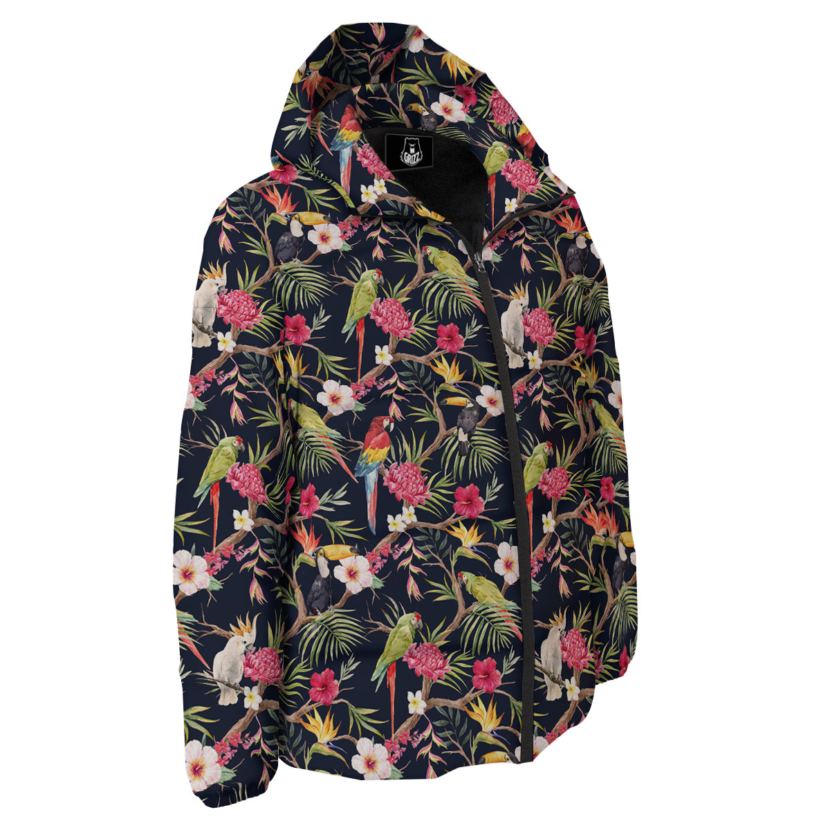 Parrot Watercolor Print Pattern Down Jacket-grizzshop