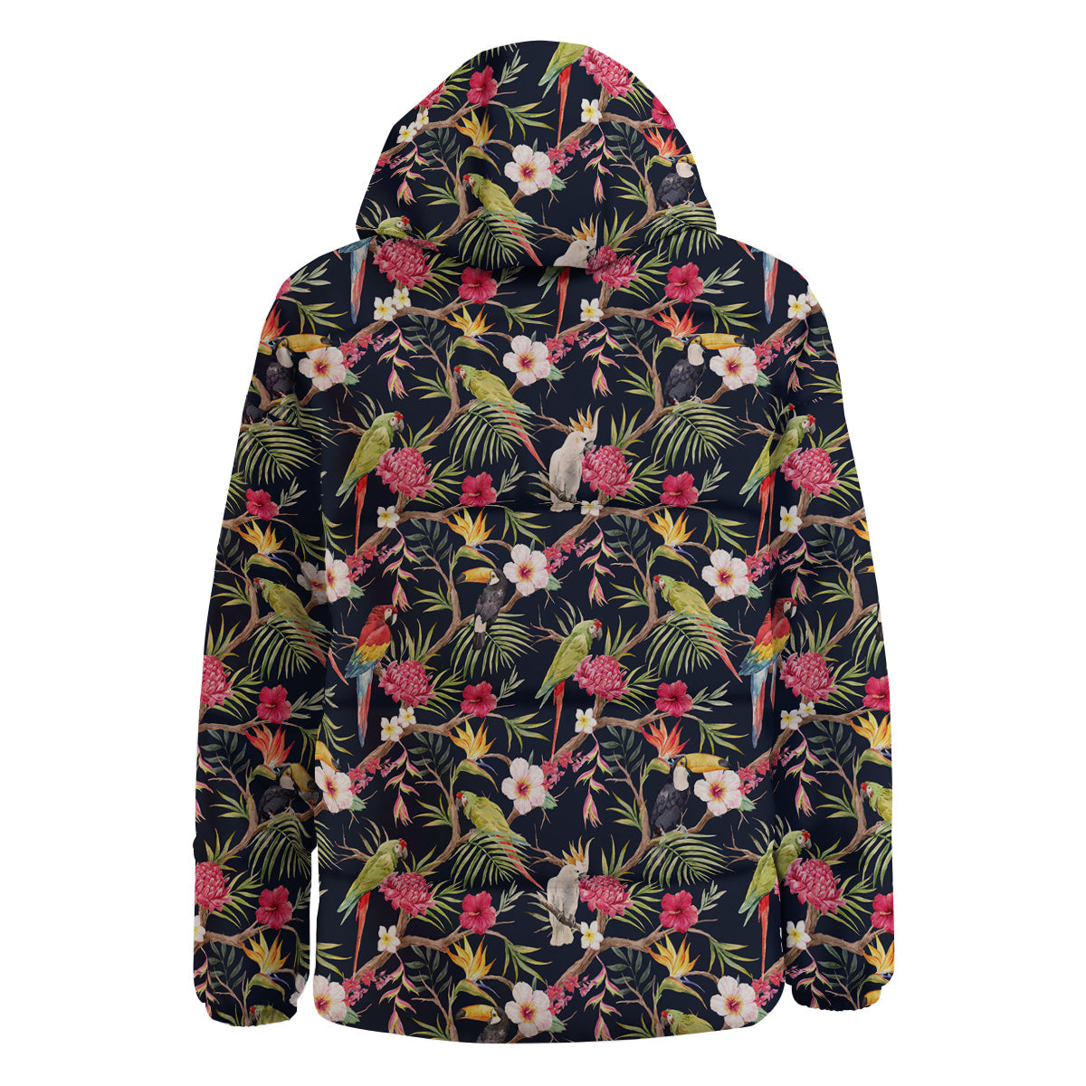 Parrot Watercolor Print Pattern Down Jacket-grizzshop
