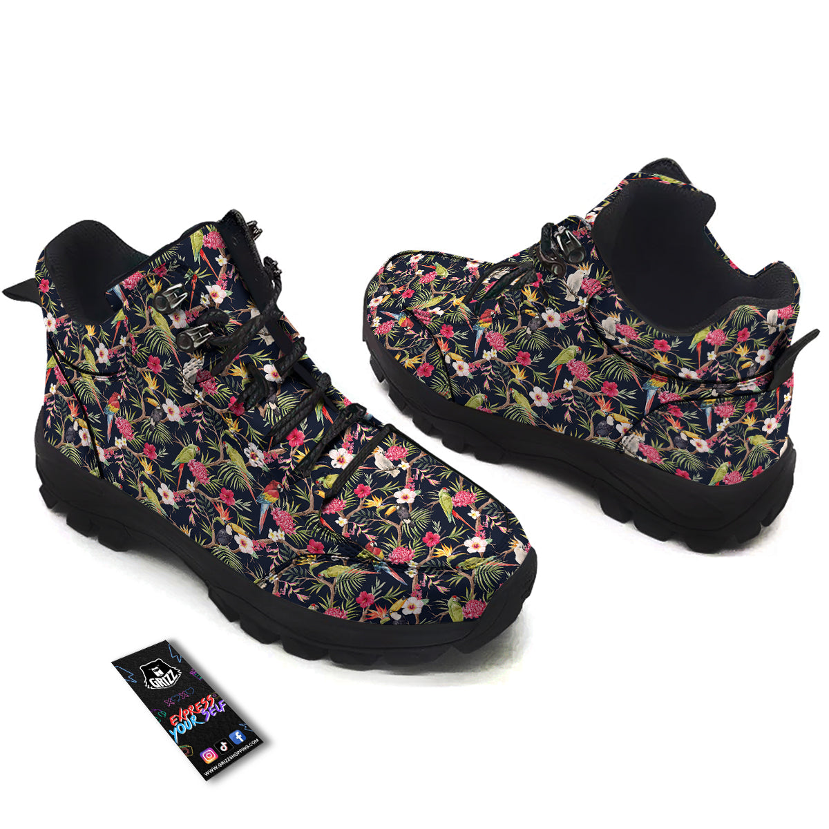 Parrot Watercolor Print Pattern Hiking Shoes-grizzshop
