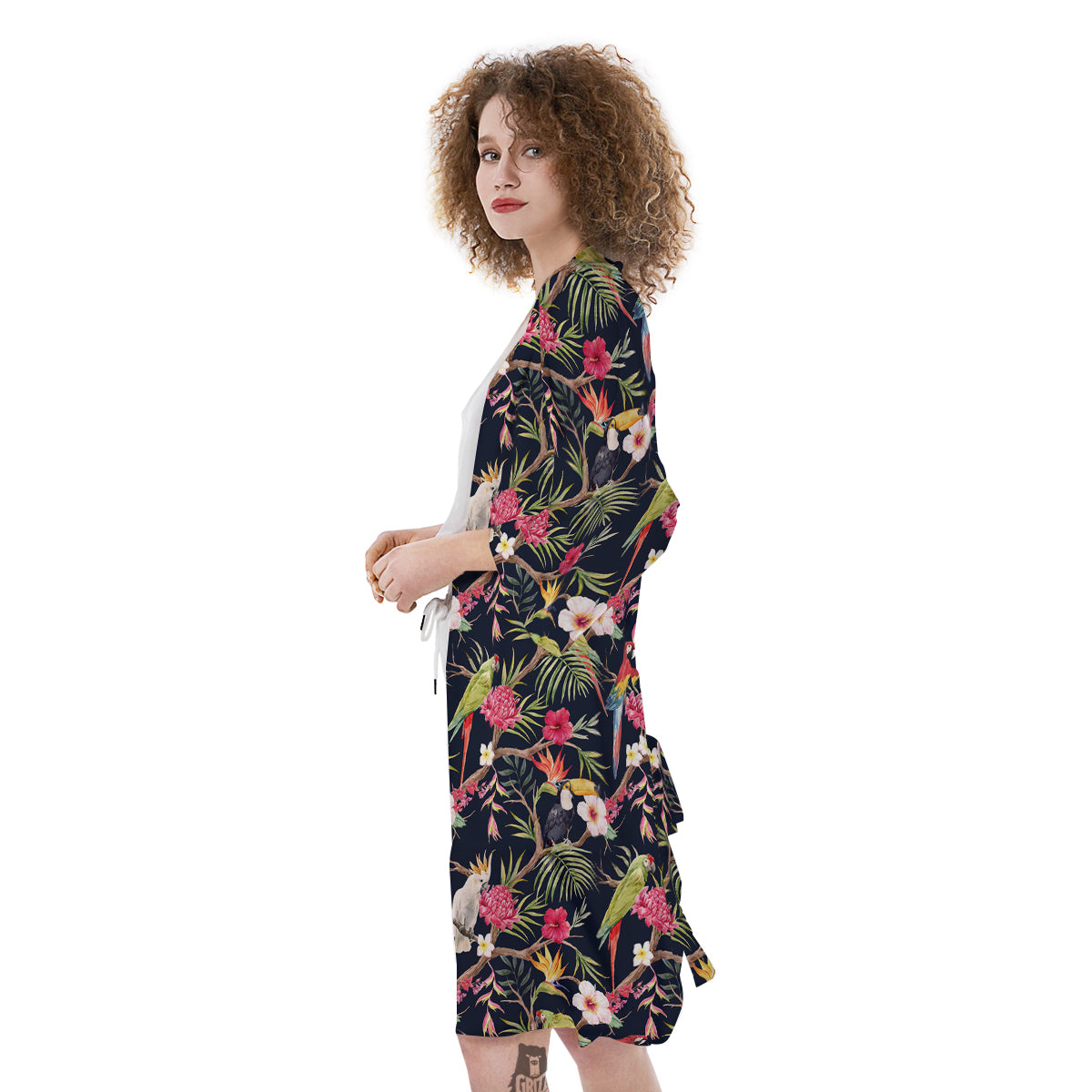 Parrot Watercolor Print Pattern Kimono-grizzshop