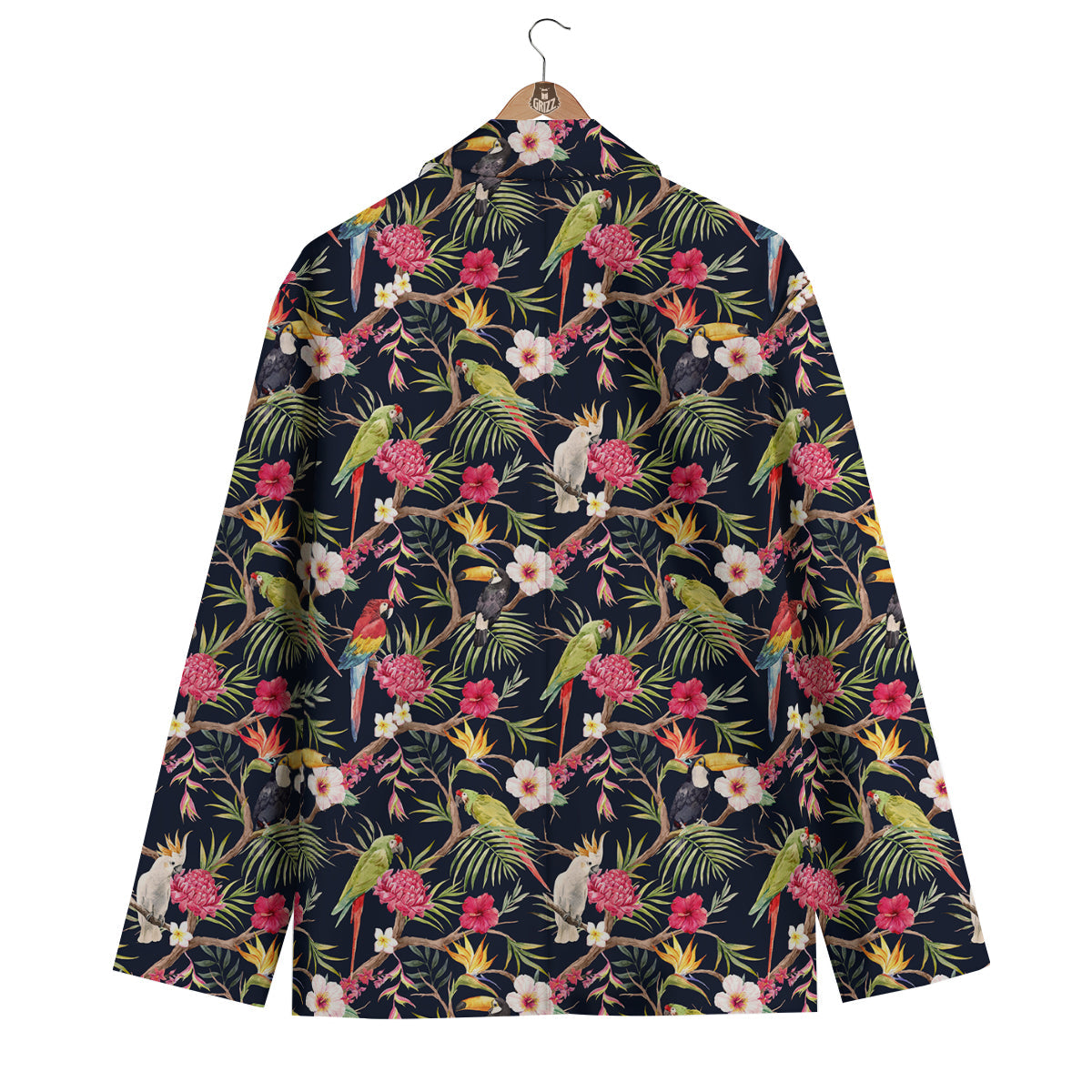 Parrot Watercolor Print Pattern Men's Blazer-grizzshop