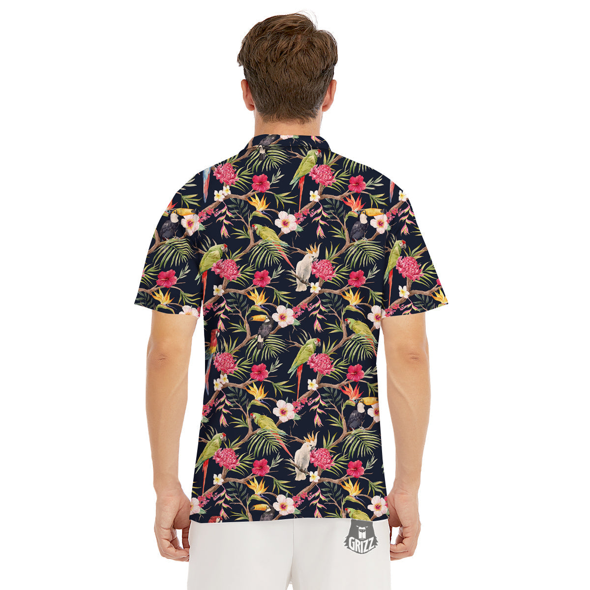 Parrot Watercolor Print Pattern Men's Golf Shirts-grizzshop