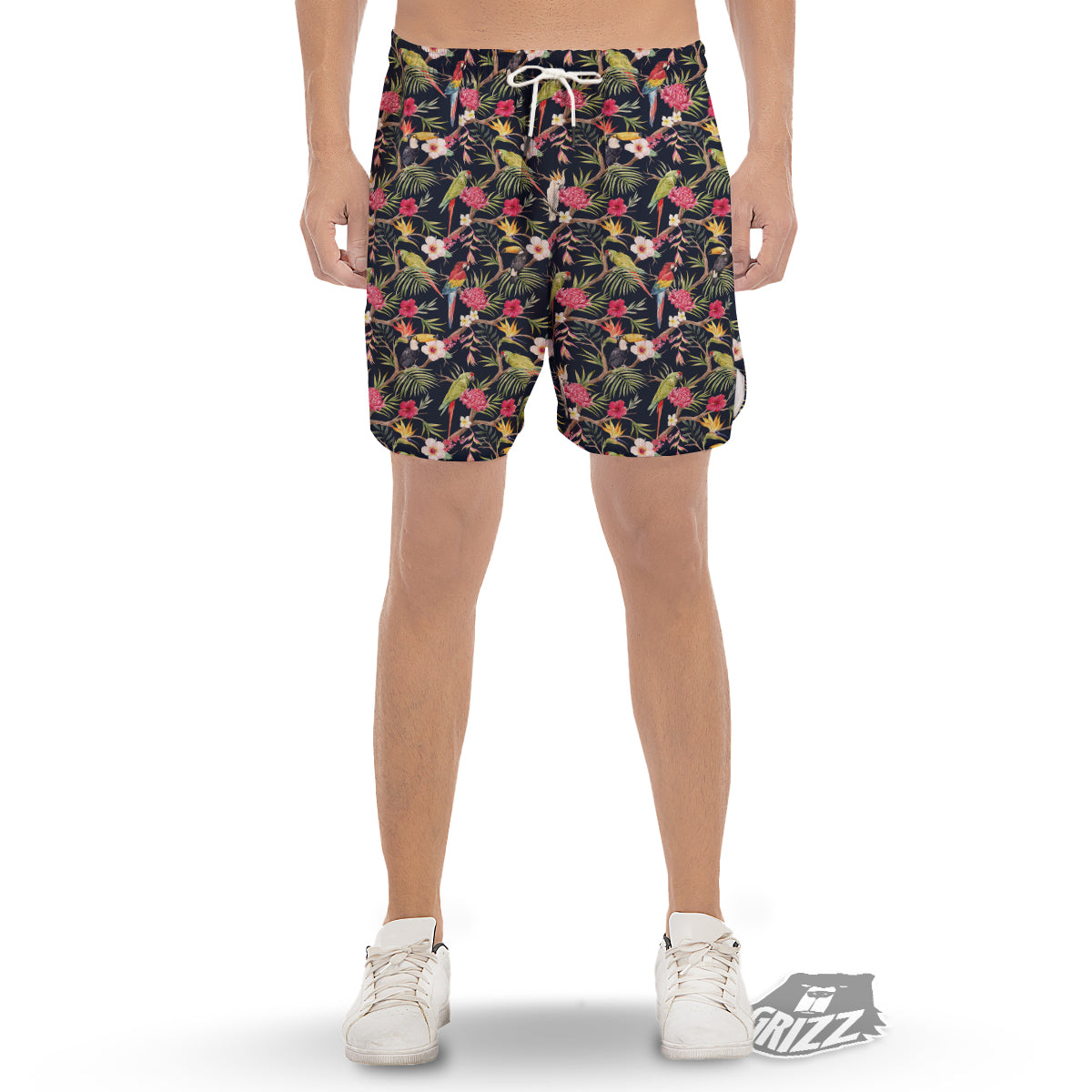 Parrot Watercolor Print Pattern Men's Gym Shorts-grizzshop