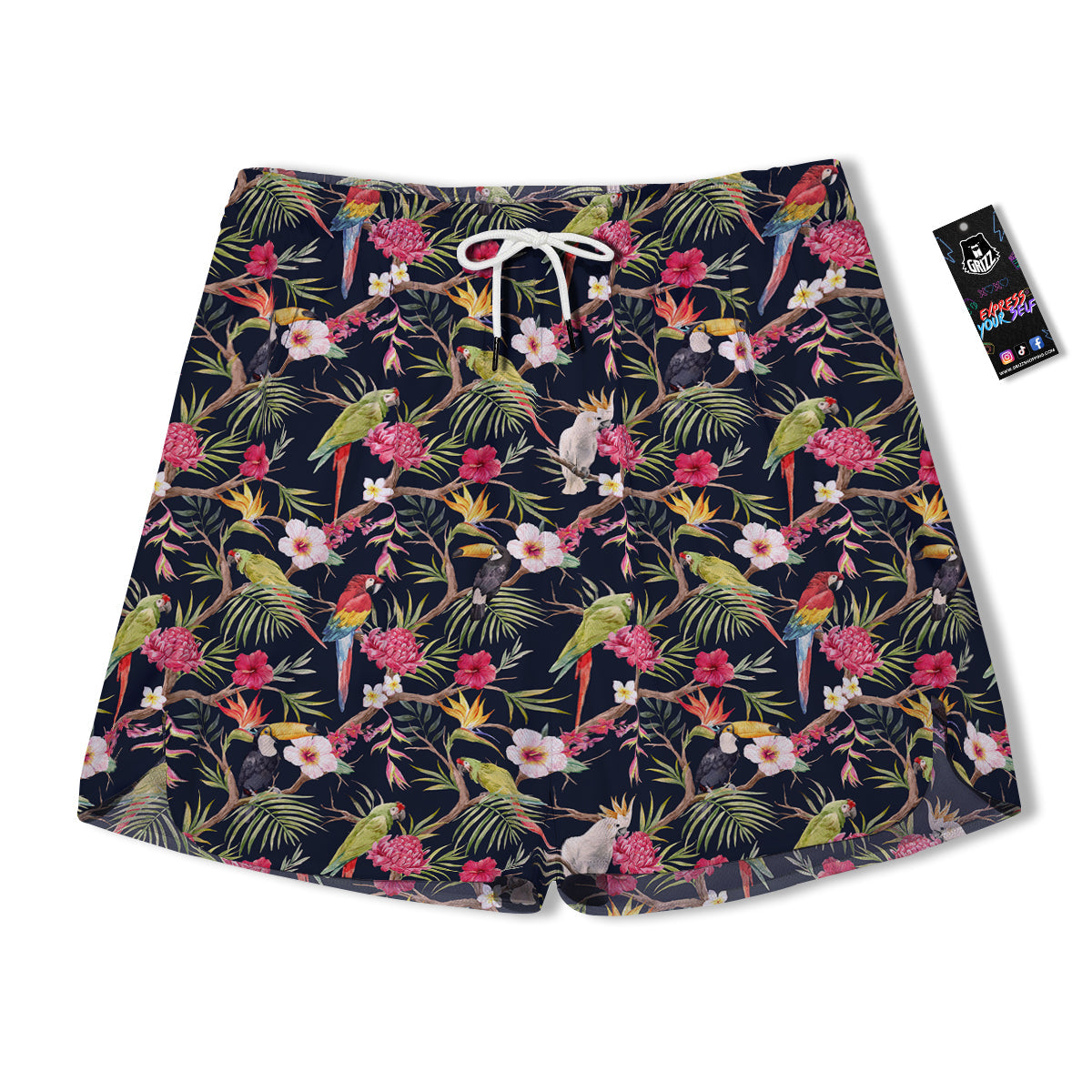 Parrot Watercolor Print Pattern Men's Running Shorts-grizzshop