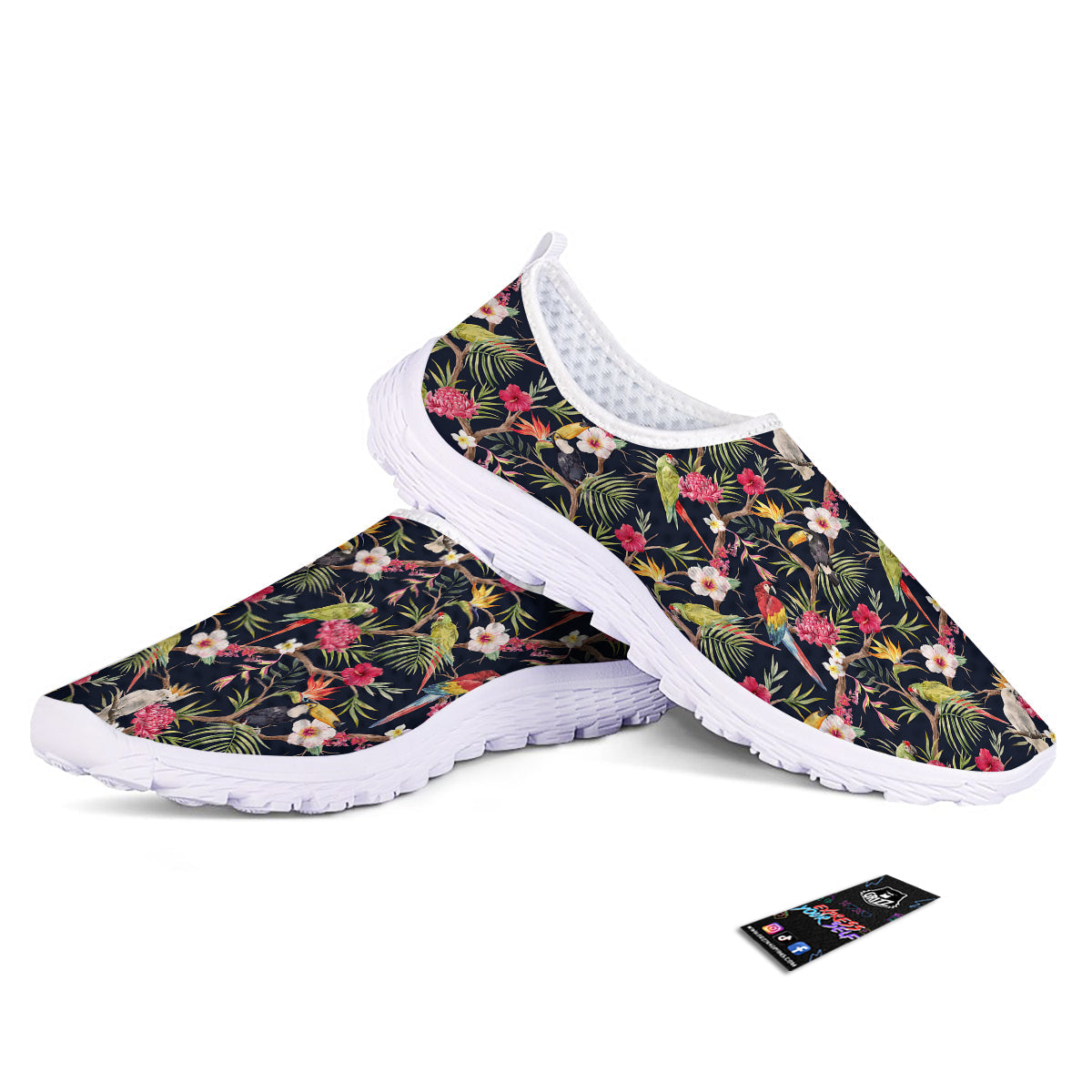 Parrot Watercolor Print Pattern Nurse Shoes-grizzshop