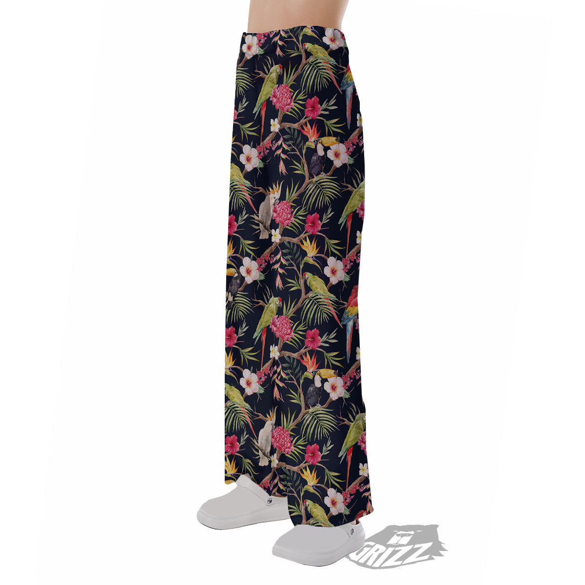 Parrot Watercolor Print Pattern Pajama Pants-grizzshop