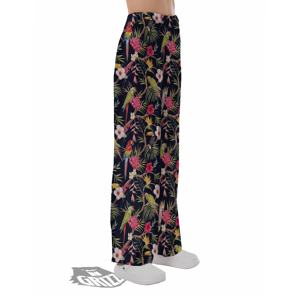 Parrot Watercolor Print Pattern Pajama Pants-grizzshop