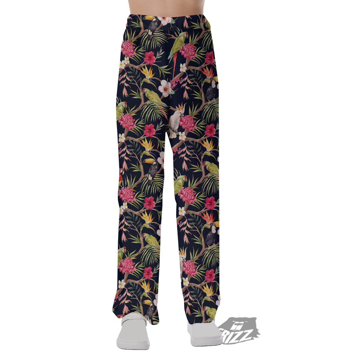 Parrot Watercolor Print Pattern Pajama Pants-grizzshop