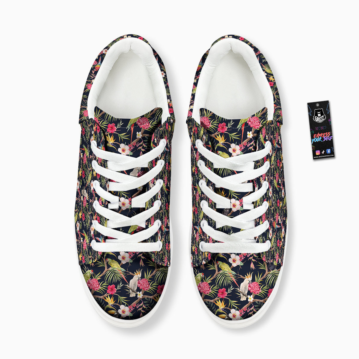 Parrot Watercolor Print Pattern Platform Shoes-grizzshop