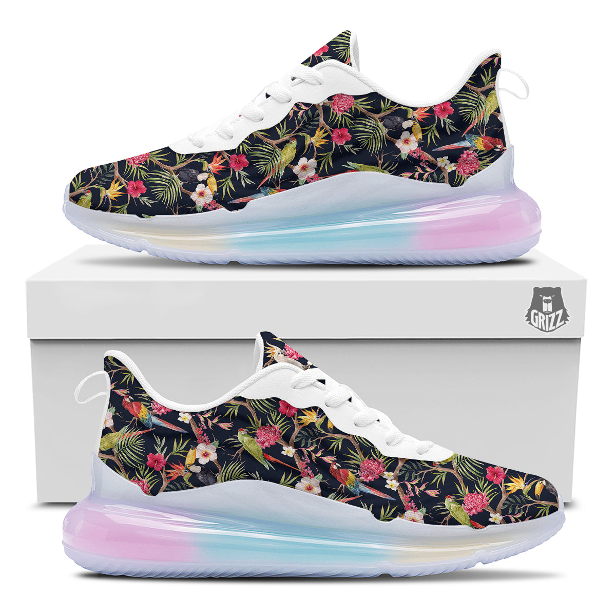 Parrot Watercolor Print Pattern Running Sneakers-grizzshop