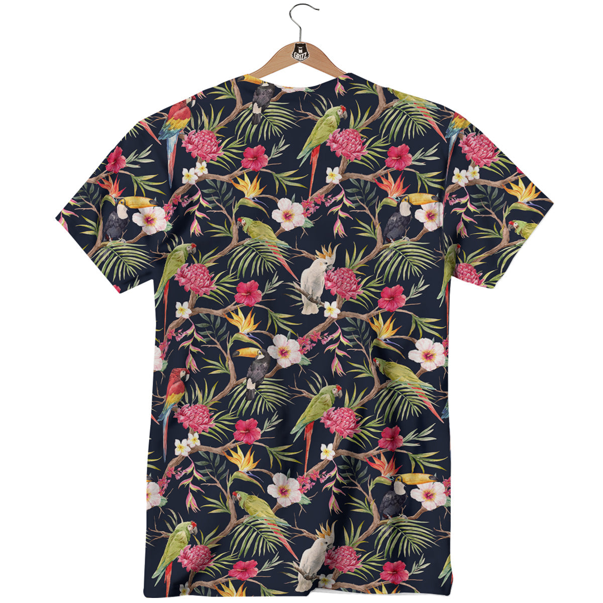 Parrot Watercolor Print Pattern T-Shirt-grizzshop