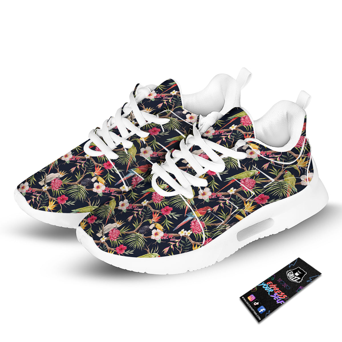 Parrot Watercolor Print Pattern Tennis Shoes-grizzshop