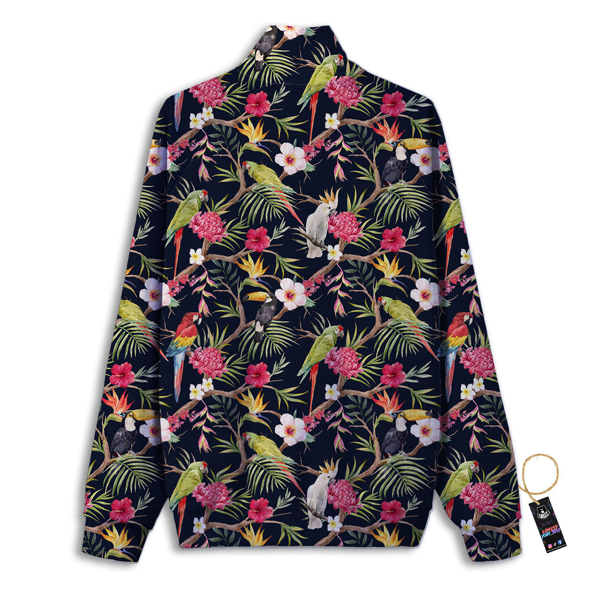 Parrot Watercolor Print Pattern Track Jacket-grizzshop