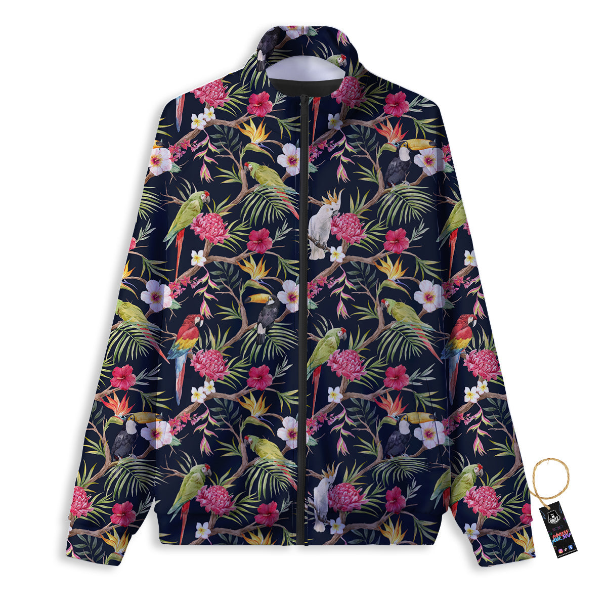 Parrot Watercolor Print Pattern Track Jacket-grizzshop