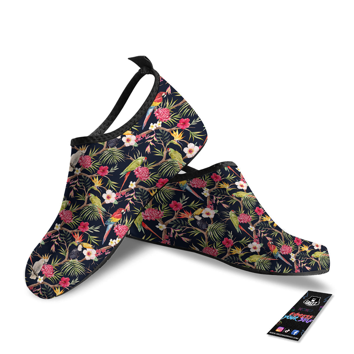 Parrot Watercolor Print Pattern Water Shoes-grizzshop