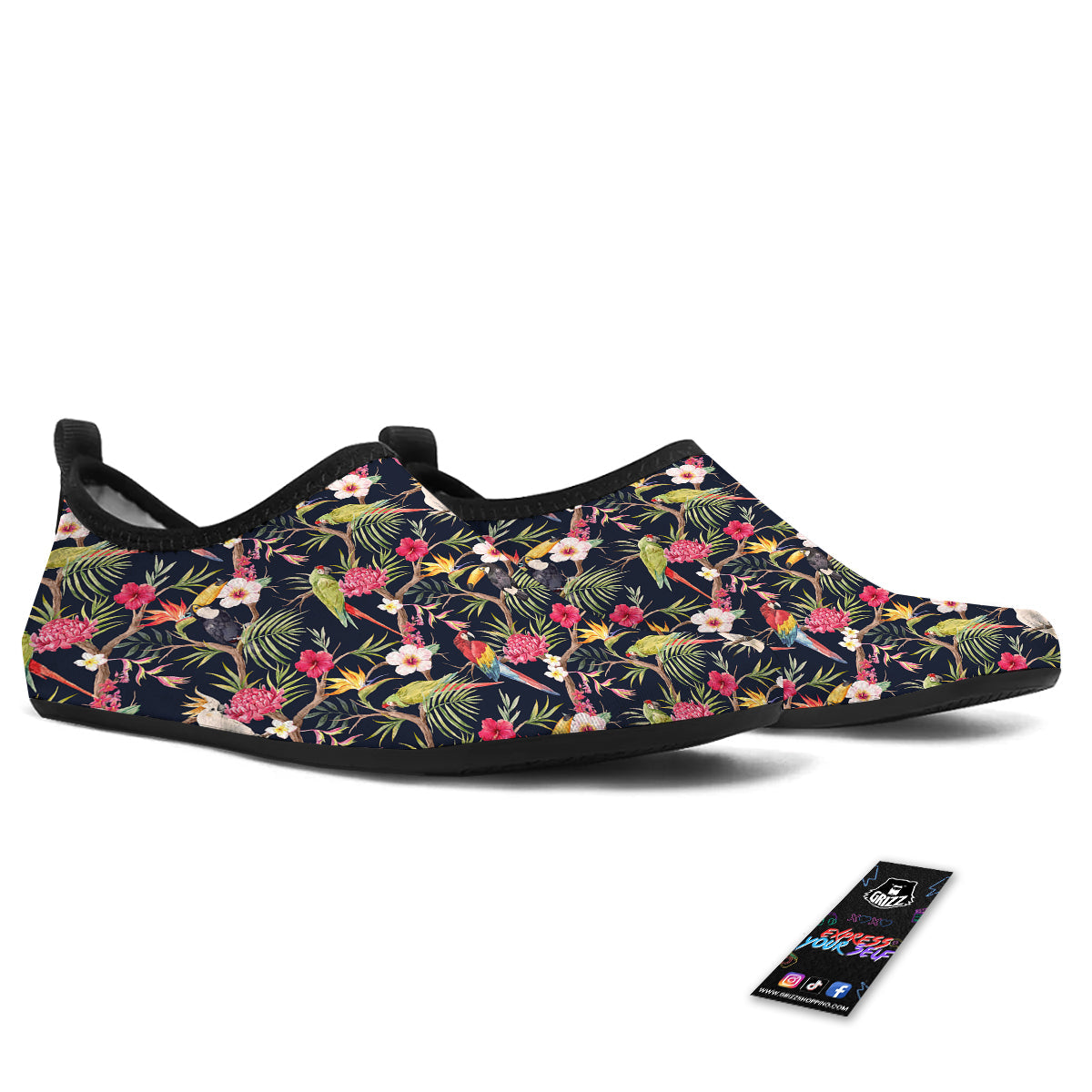 Parrot Watercolor Print Pattern Water Shoes-grizzshop