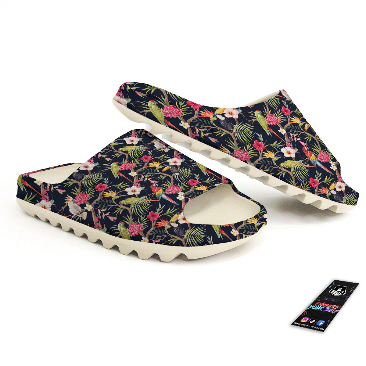 Parrot Watercolor Print Pattern Sandals-grizzshop