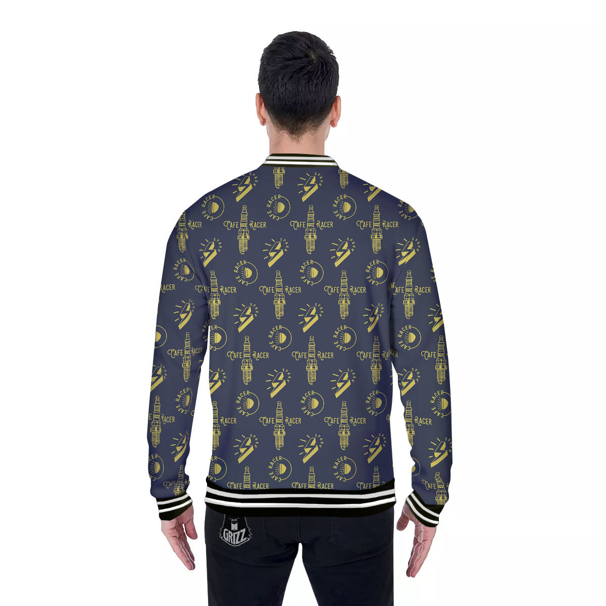 Parts Motorcycle Print Pattern Baseball Jacket-grizzshop
