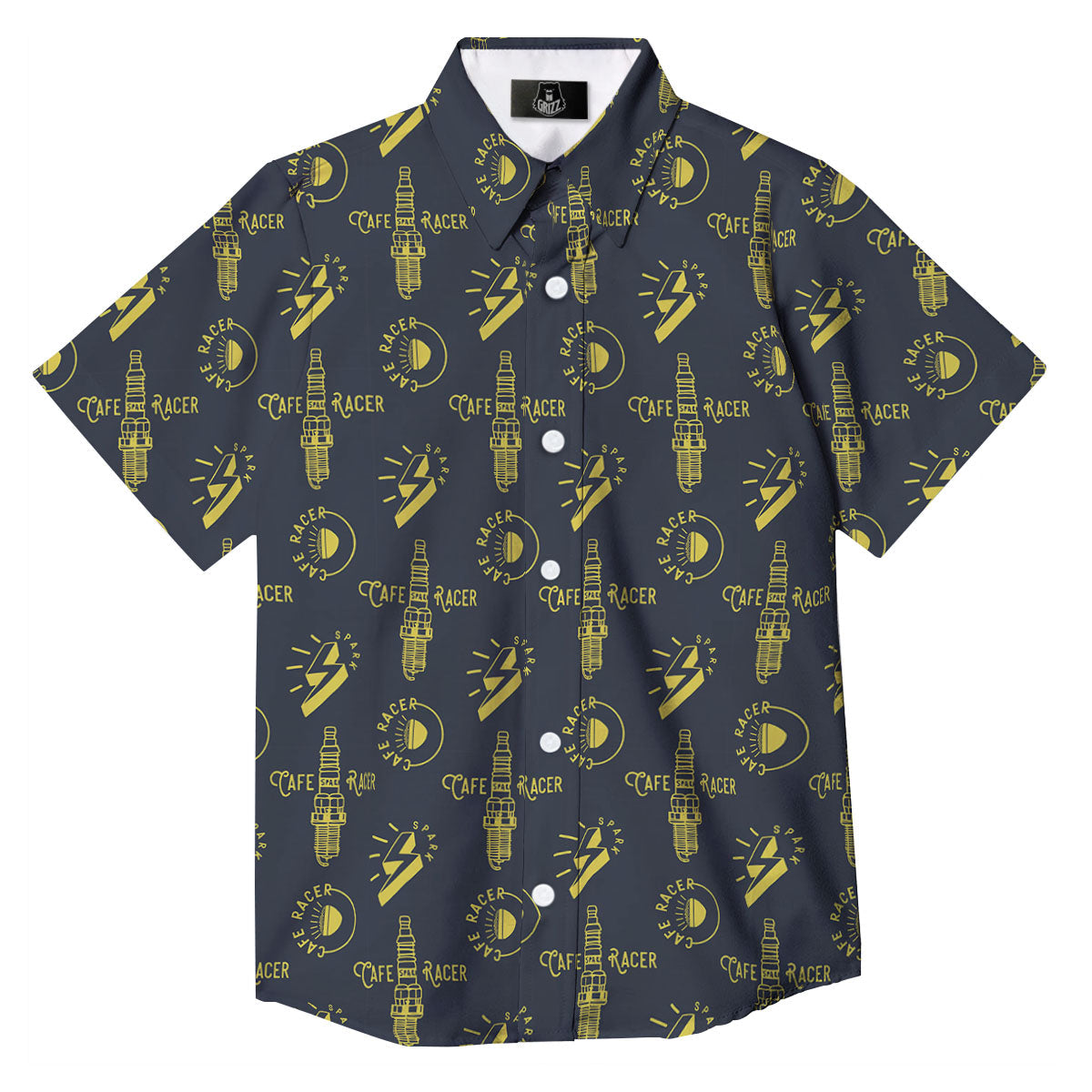 Parts Motorcycle Print Pattern Button Up Shirt-grizzshop