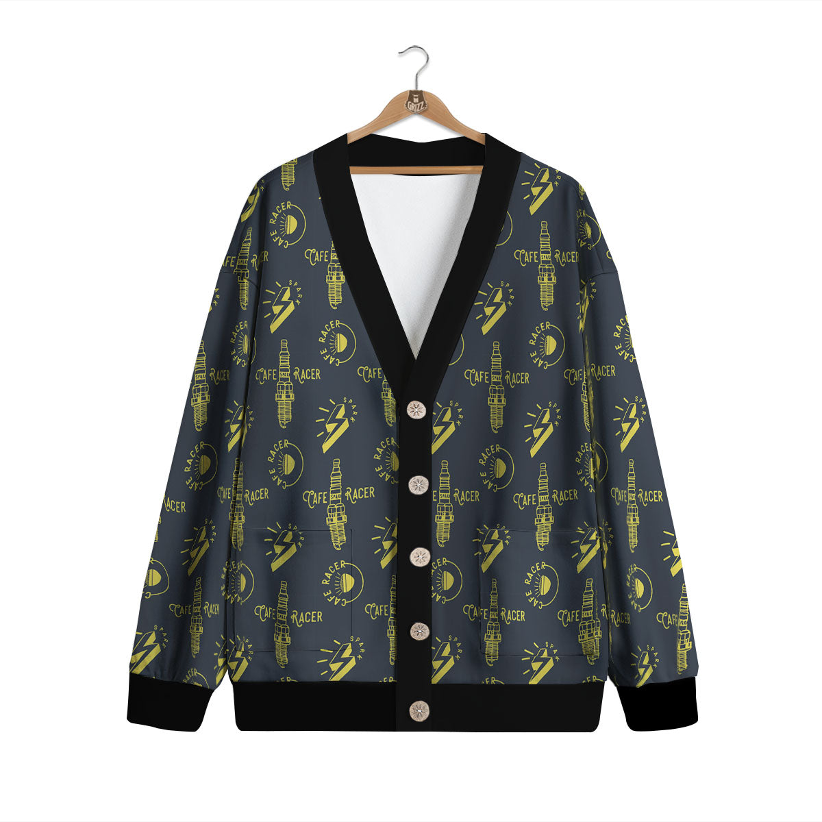 Parts Motorcycle Print Pattern Cardigan-grizzshop