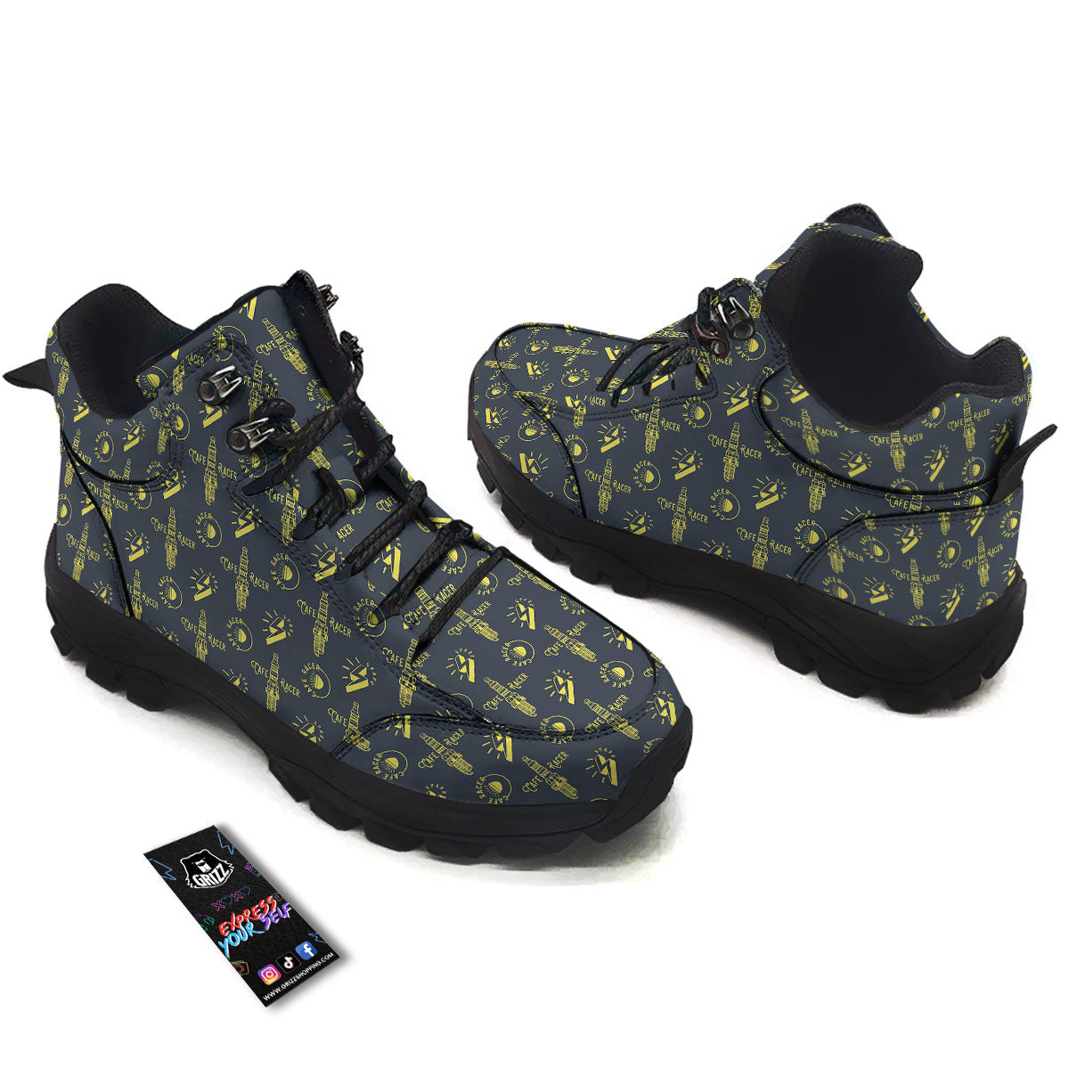 Parts Motorcycle Print Pattern Hiking Shoes-grizzshop