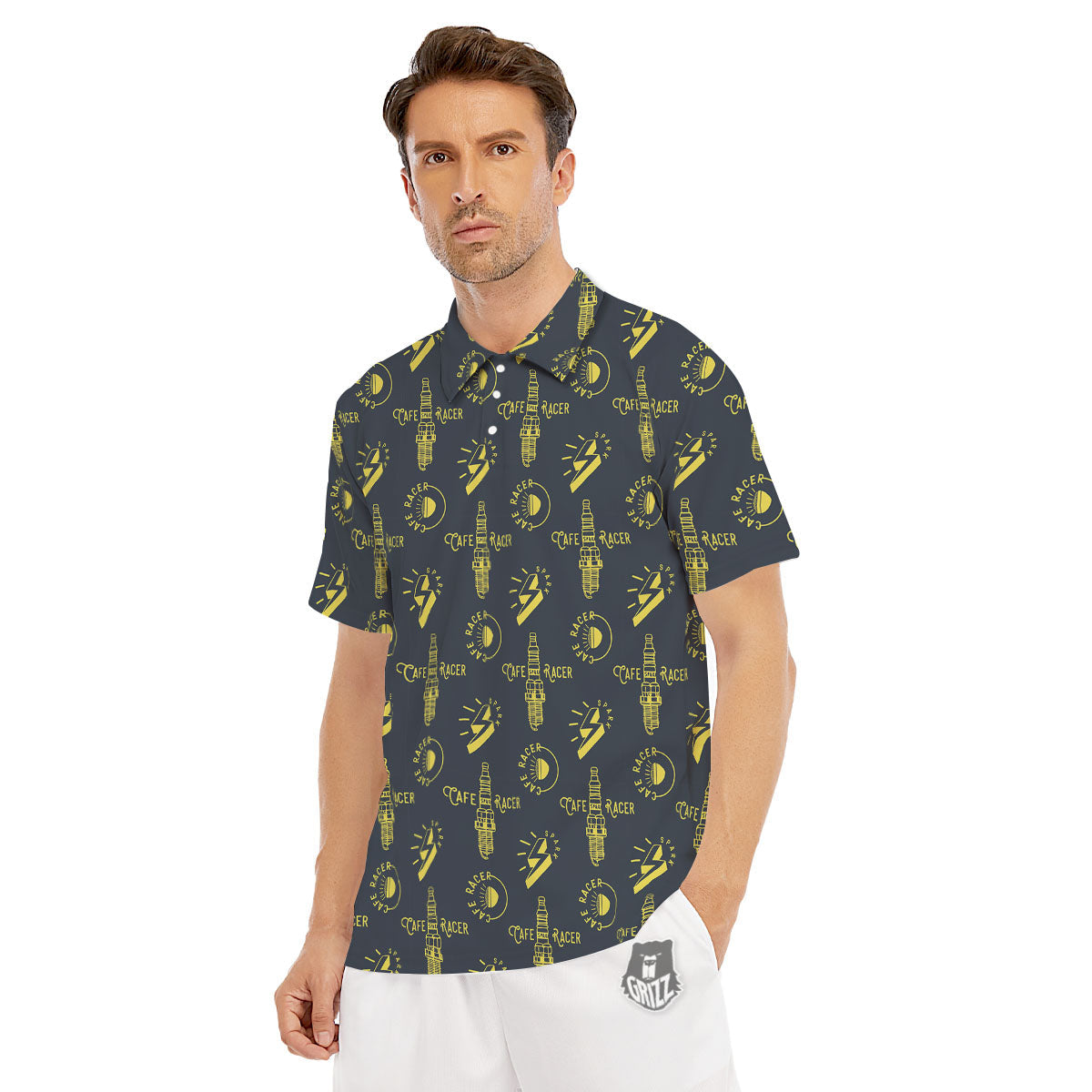 Parts Motorcycle Print Pattern Men's Golf Shirts-grizzshop