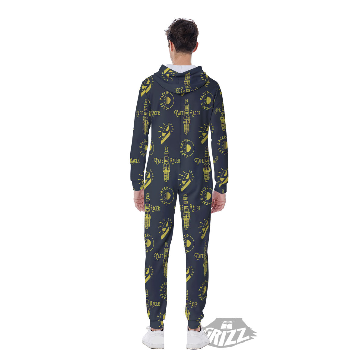 Parts Motorcycle Print Pattern Men's Jumpsuit-grizzshop