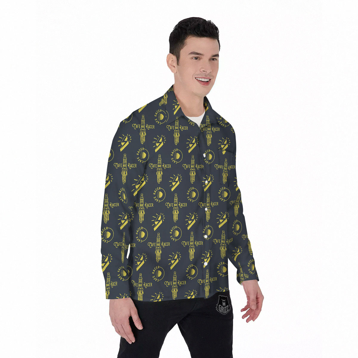 Parts Motorcycle Print Pattern Men's Long Sleeve Shirts-grizzshop