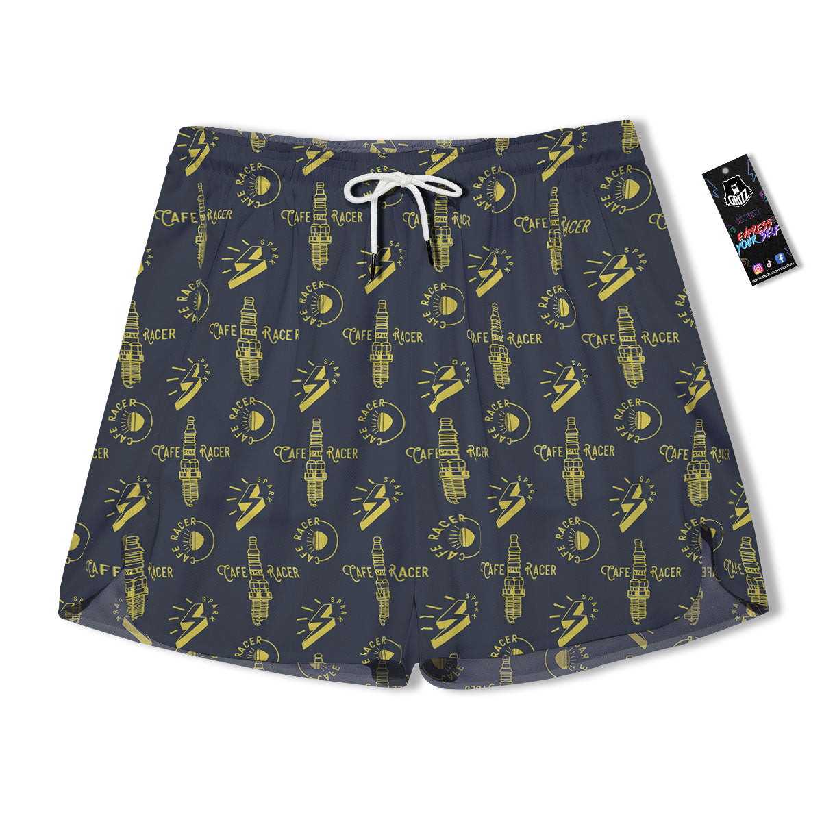 Parts Motorcycle Print Pattern Men's Running Shorts-grizzshop