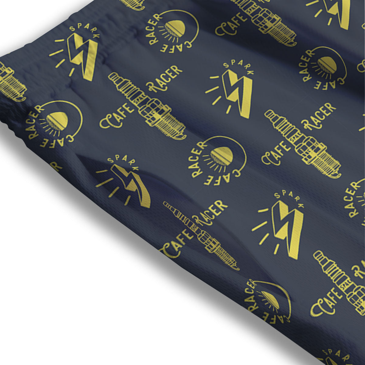 Parts Motorcycle Print Pattern Mesh Shorts