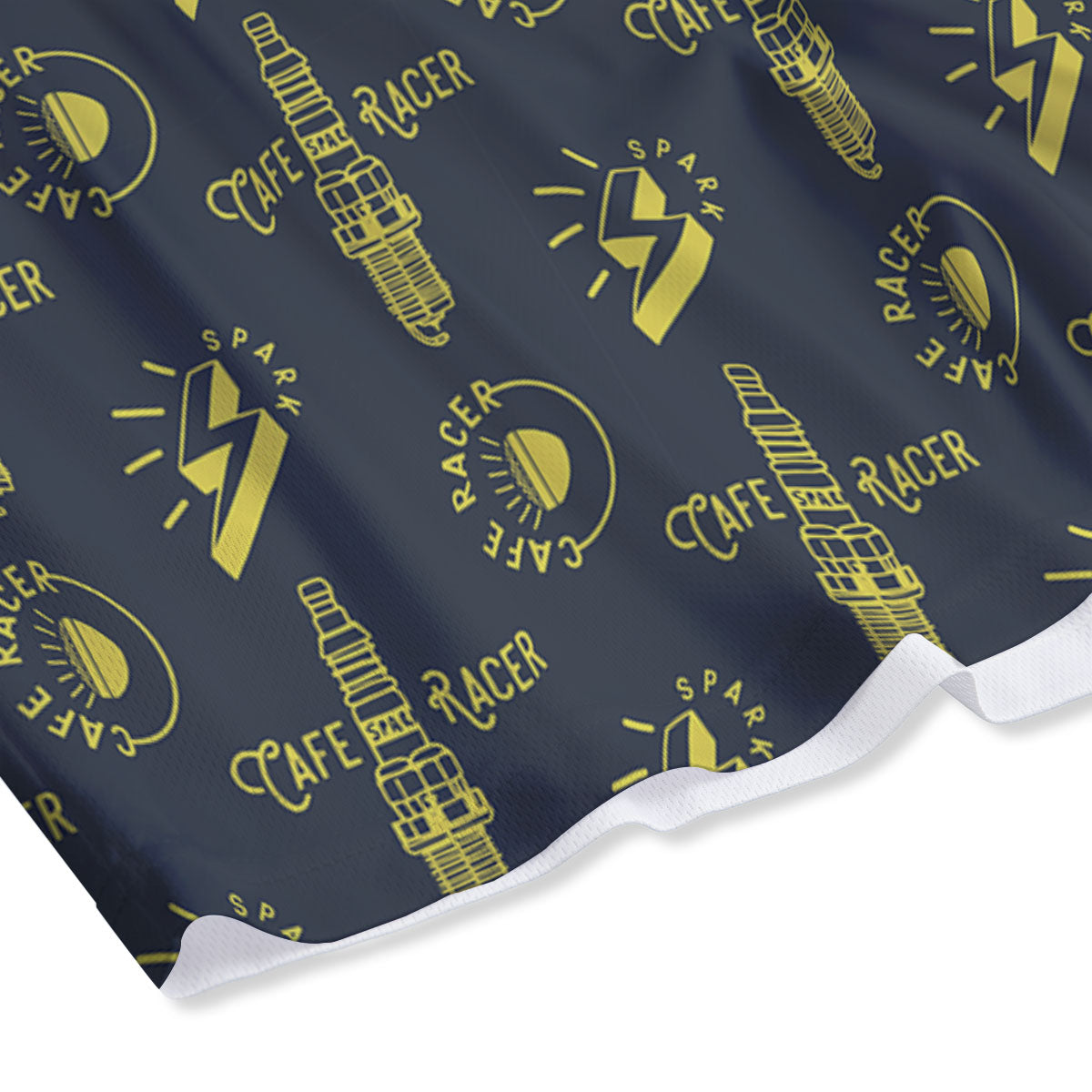 Parts Motorcycle Print Pattern Mesh Shorts