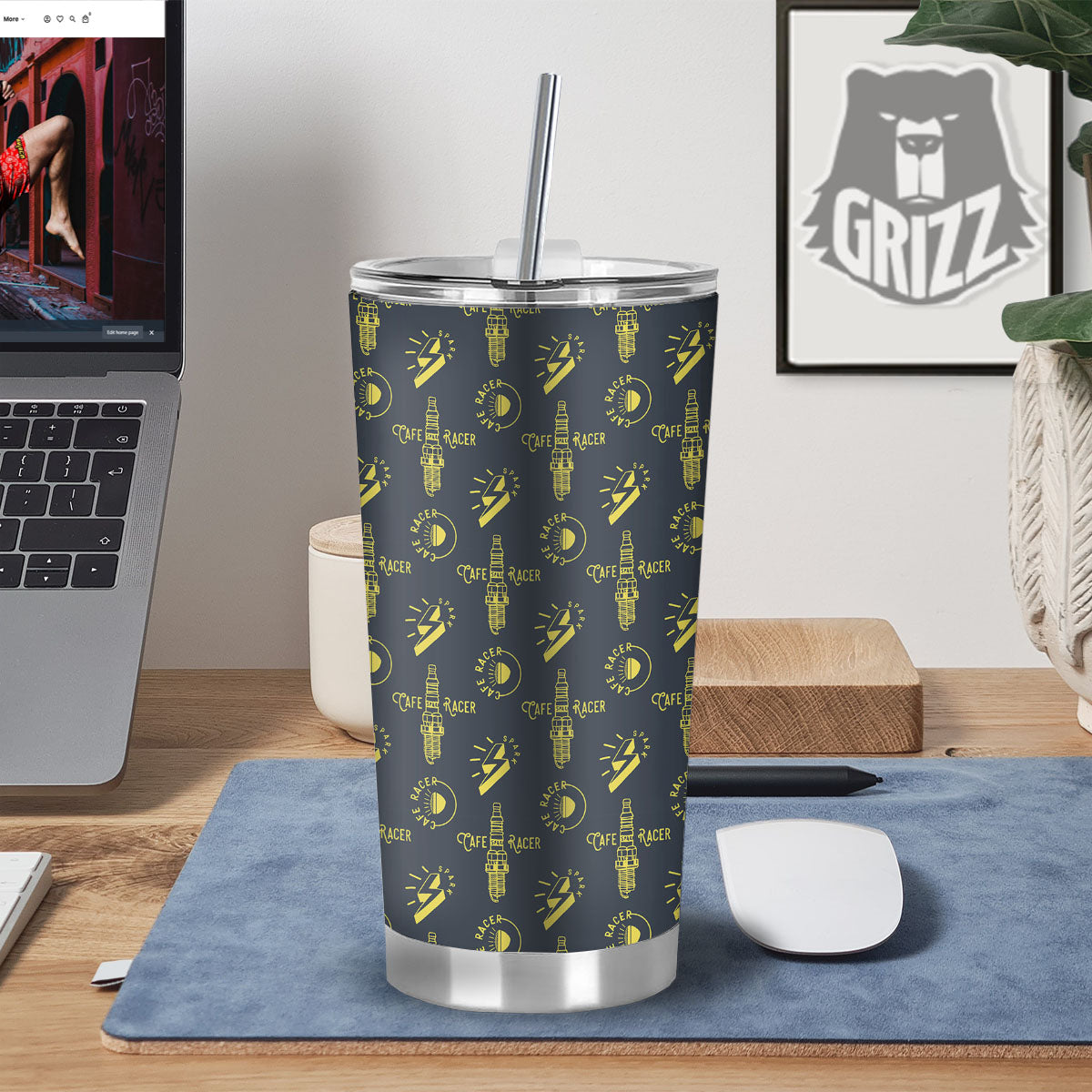 Parts Motorcycle Print Pattern Tumbler-grizzshop