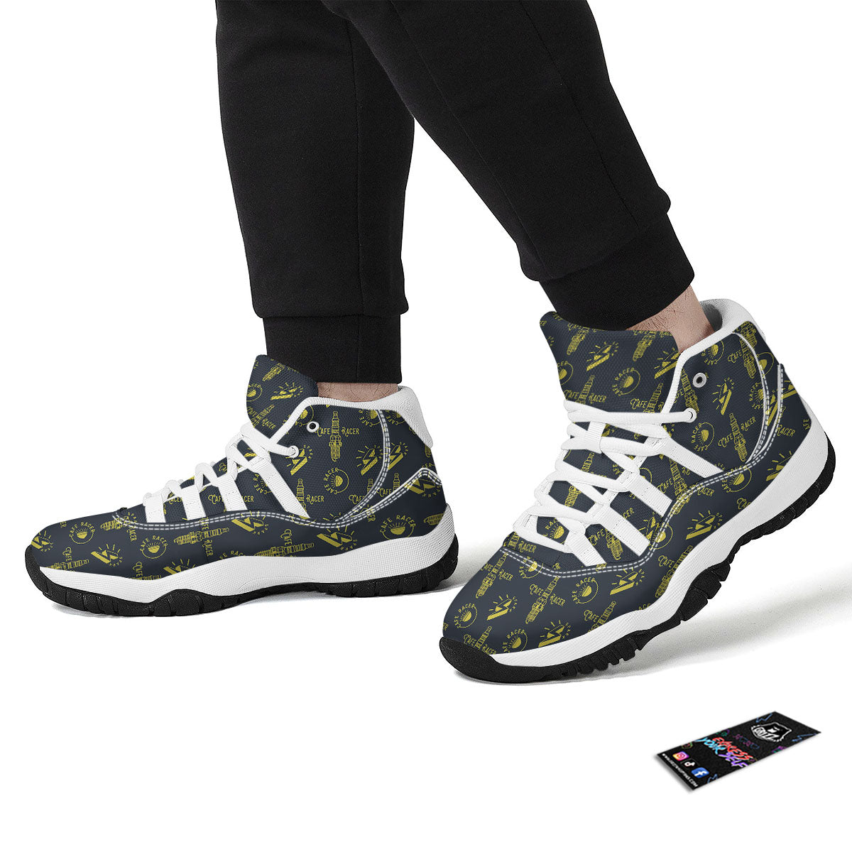 Parts Motorcycle Print Pattern White Bball Shoes-grizzshop