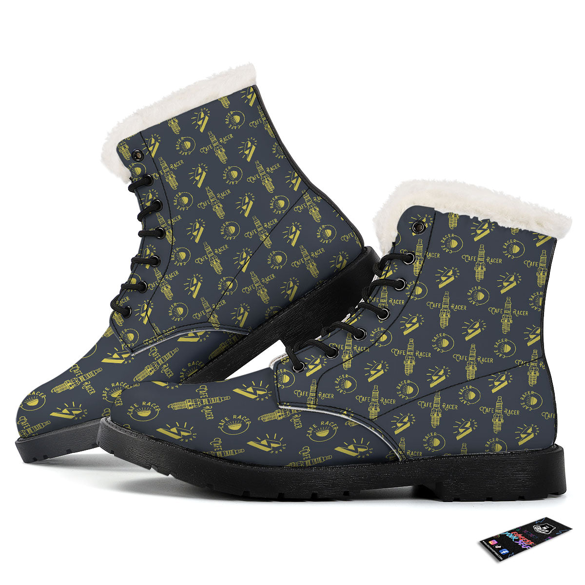 Parts Motorcycle Print Pattern Winter Boots-grizzshop