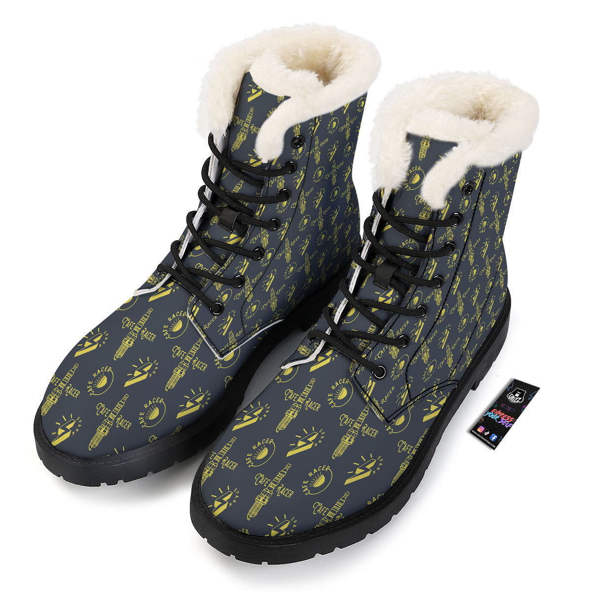 Parts Motorcycle Print Pattern Winter Boots-grizzshop