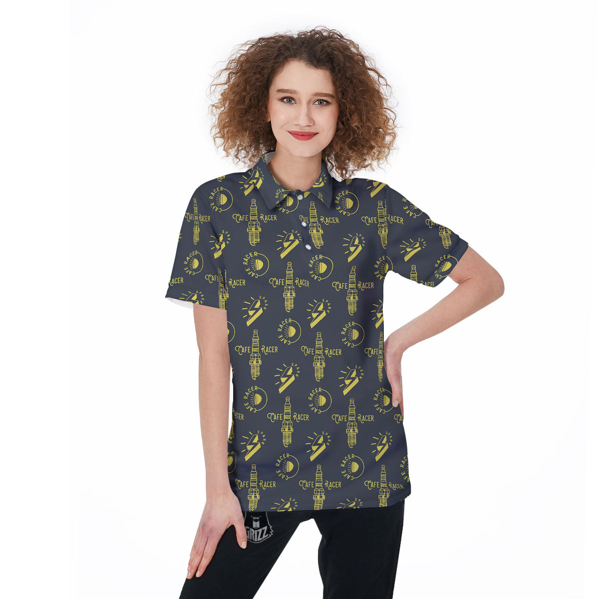 Parts Motorcycle Print Pattern Women's Golf Shirts-grizzshop