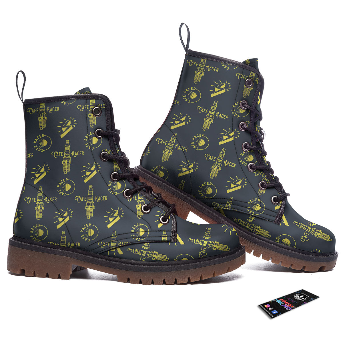 Parts Motorcycle Print Pattern Work Boots-grizzshop
