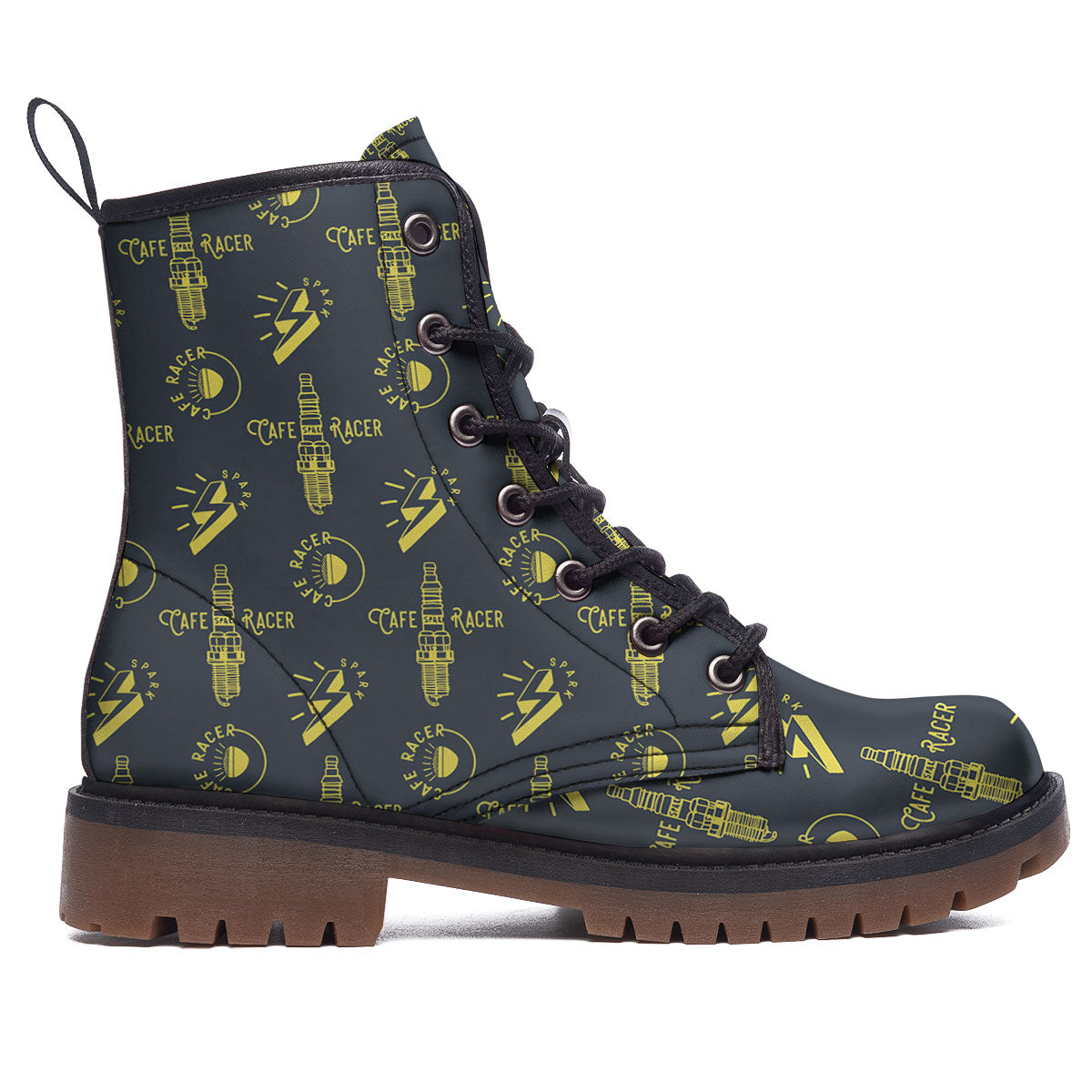 Parts Motorcycle Print Pattern Work Boots-grizzshop